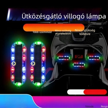 Villogó LED hátsó lámpa motorkerékpárokhoz és elektromos járművekhez, vezeték nélküli, napelemes működés, szélességjelző, éjszakai ütközés-megelőzés