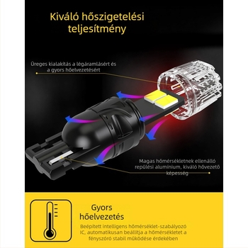 Autó LED lámpa T10 W5W — rendszám lámpa és szélességi jelzőfény, dugófejes izzó, 360 lm, 6500K, IP65