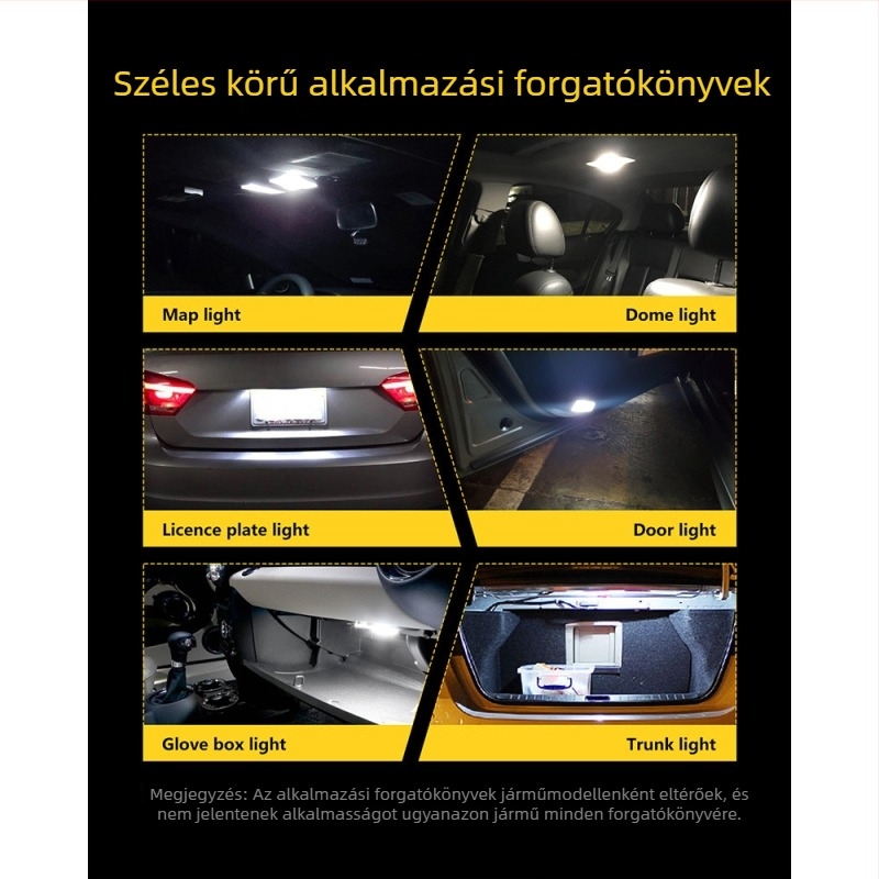 Autó LED lámpa T10 W5W — rendszám lámpa és szélességi jelzőfény, dugófejes izzó, 360 lm, 6500K, IP65