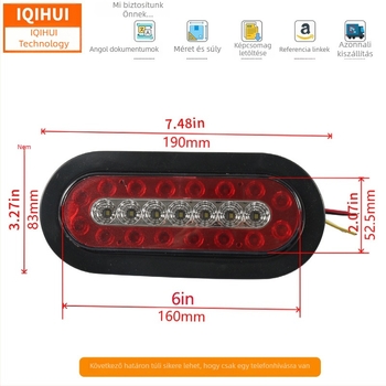 6 hüvelykes ovális LED utánfutó lámpa, 12V, többfunkciós oldalsó fény RV-k és teherautók számára