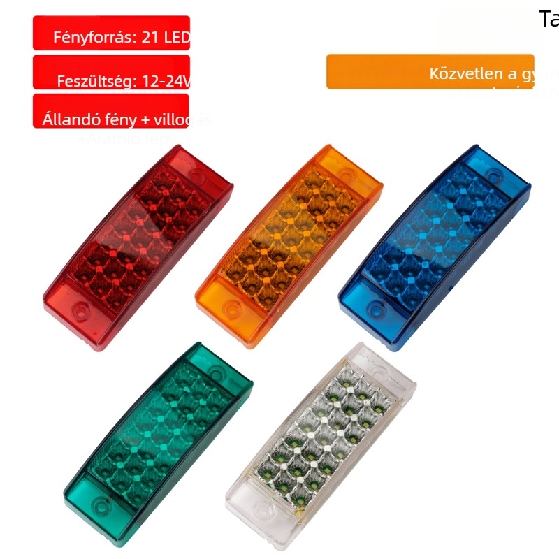 Kamion oldalsó fény villogó indikátorral, 12V/24V, TPB-21SMD, 5W, ABS+PC
