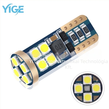 T10 3030 12SMD LED szélességi és olvasó fény CANBUS lépcsőzetes dekóderrel, 12–24V, 5W, 50 000 óra