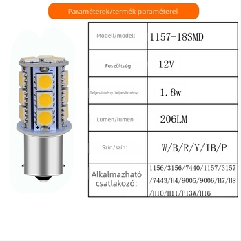 Autó LED lámpák T10 W5W T15 18SMD 5050, 12V, 1.8W, 206LM, 6500-7000K