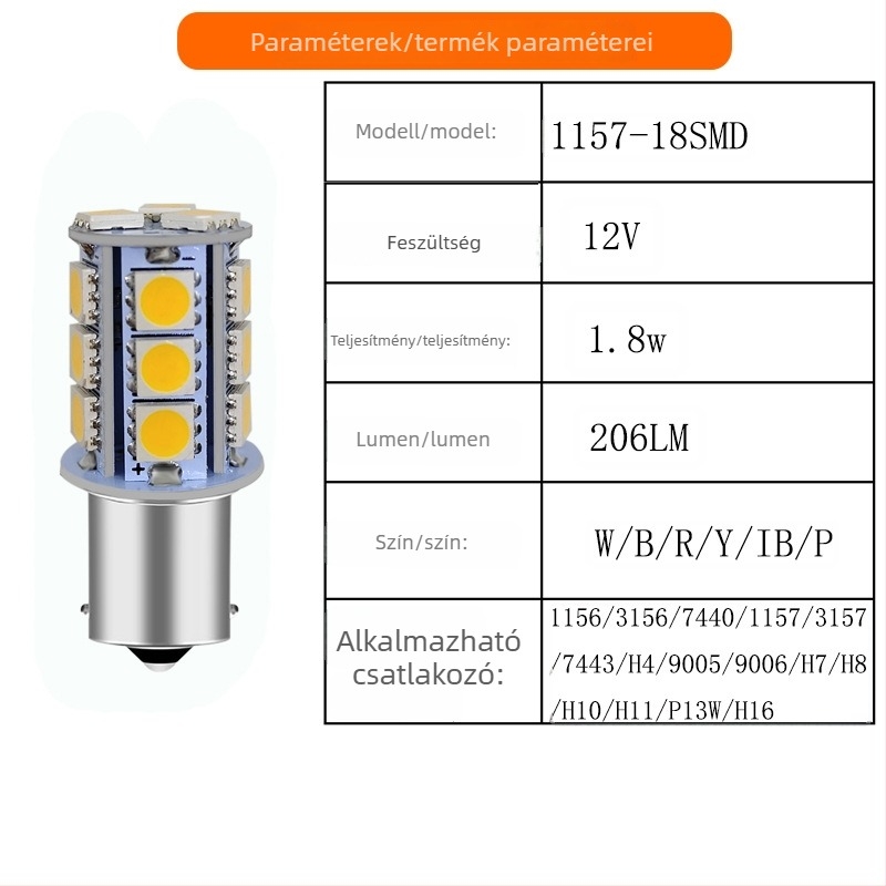 Autó LED lámpák T10 W5W T15 18SMD 5050, 12V, 1.8W, 206LM, 6500-7000K