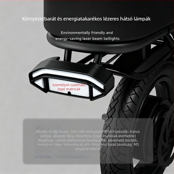 LED kerékpár hátsó lámpa, modell D-06J, 36-48 V, fényáram szint II, élettartam 15000 óra