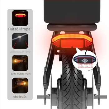 LED kerékpár hátsó lámpa, modell D-06J, 36-48 V, fényáram szint II, élettartam 15000 óra