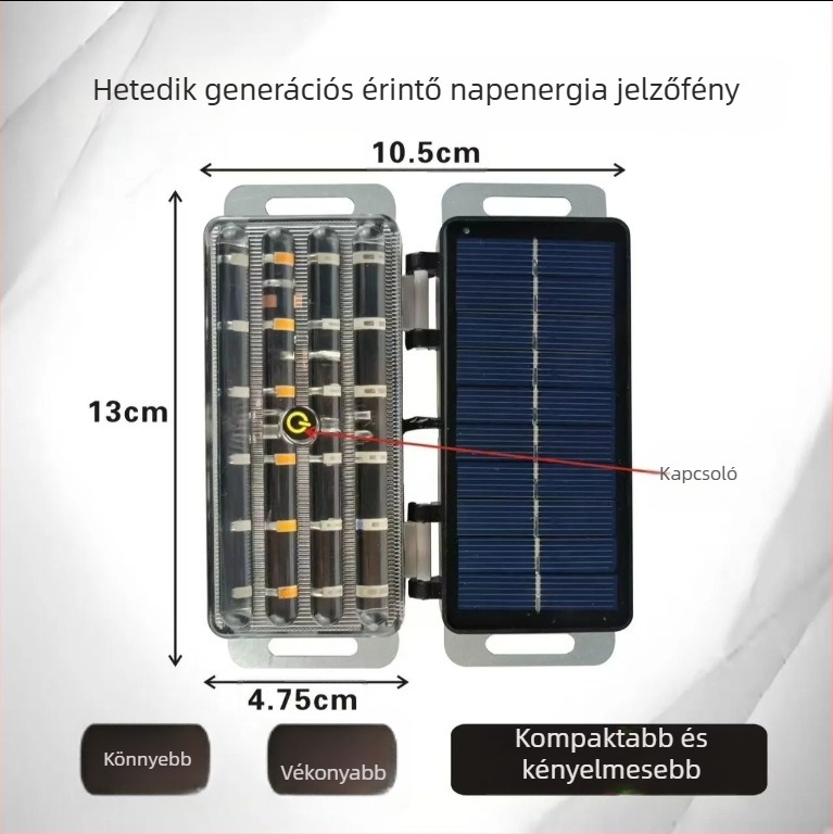 LED hátsó lámpa autóhoz, ABS ház, összecsukható napelemes lámpa, univerzális kompatibilitás