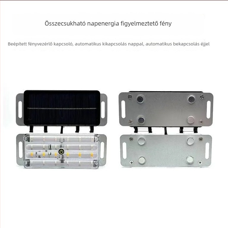 LED hátsó lámpa autóhoz, ABS ház, összecsukható napelemes lámpa, univerzális kompatibilitás