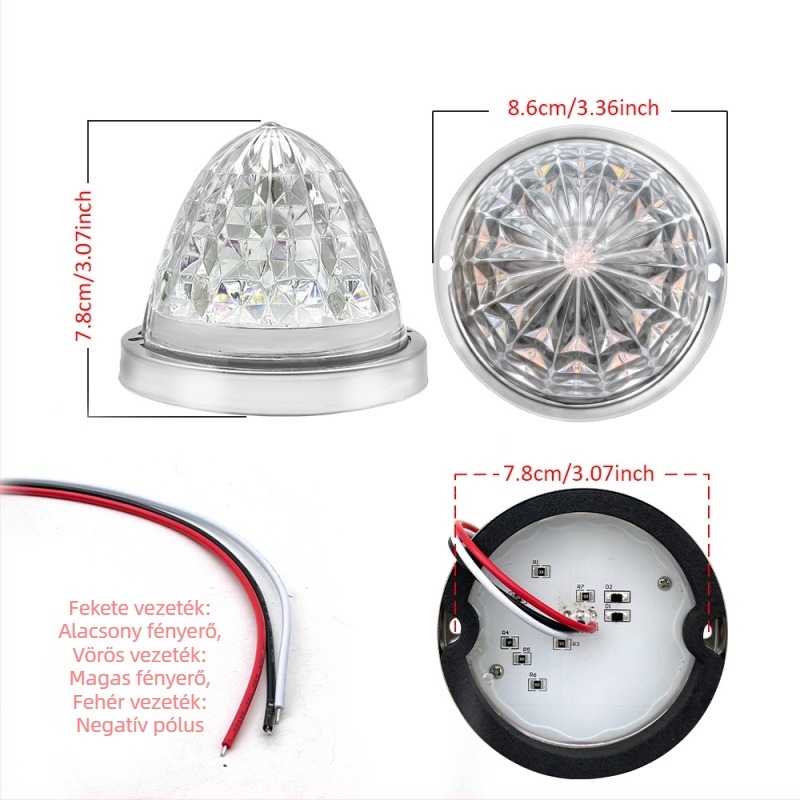 WT-17 LED-SL alvázfény teherautókhoz – 3W, 12–24V, csavaros rögzítés, univerzális kompatibilitás