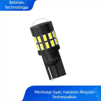 Kocsi rendszám világítás, T10 alap, 3014SMD LED, 12–24V DC, 237 lm, lencsével