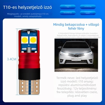 12V-os LED autólámpa szélességjelző és marker fényhez – kompakt kis izzó lime-gold fénnyel
