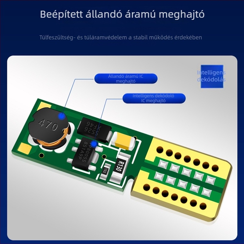 12V-os LED autólámpa szélességjelző és marker fényhez – kompakt kis izzó lime-gold fénnyel