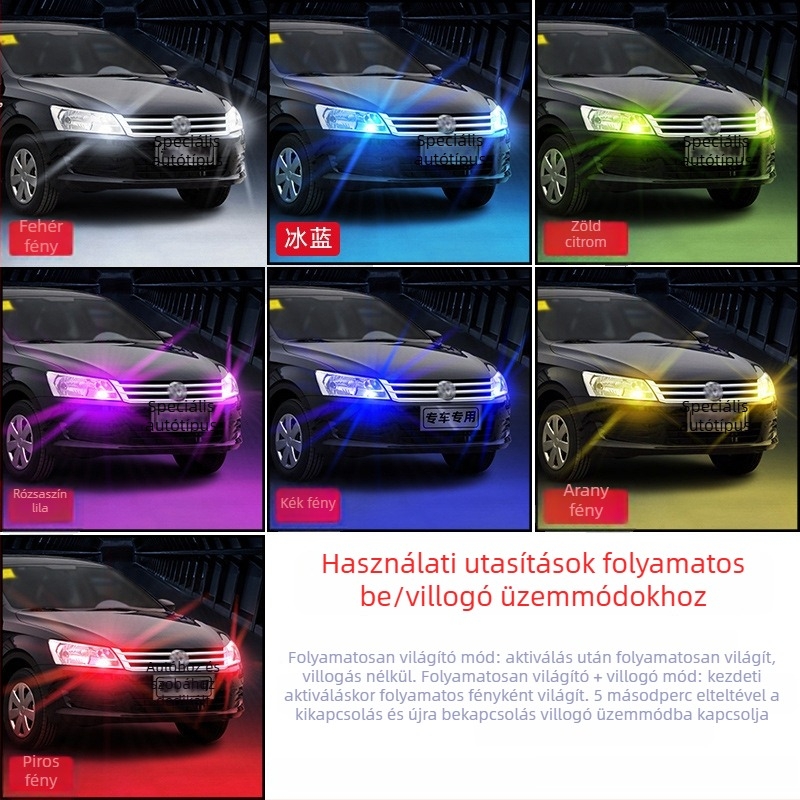 12V-os LED autólámpa szélességjelző és marker fényhez – kompakt kis izzó lime-gold fénnyel