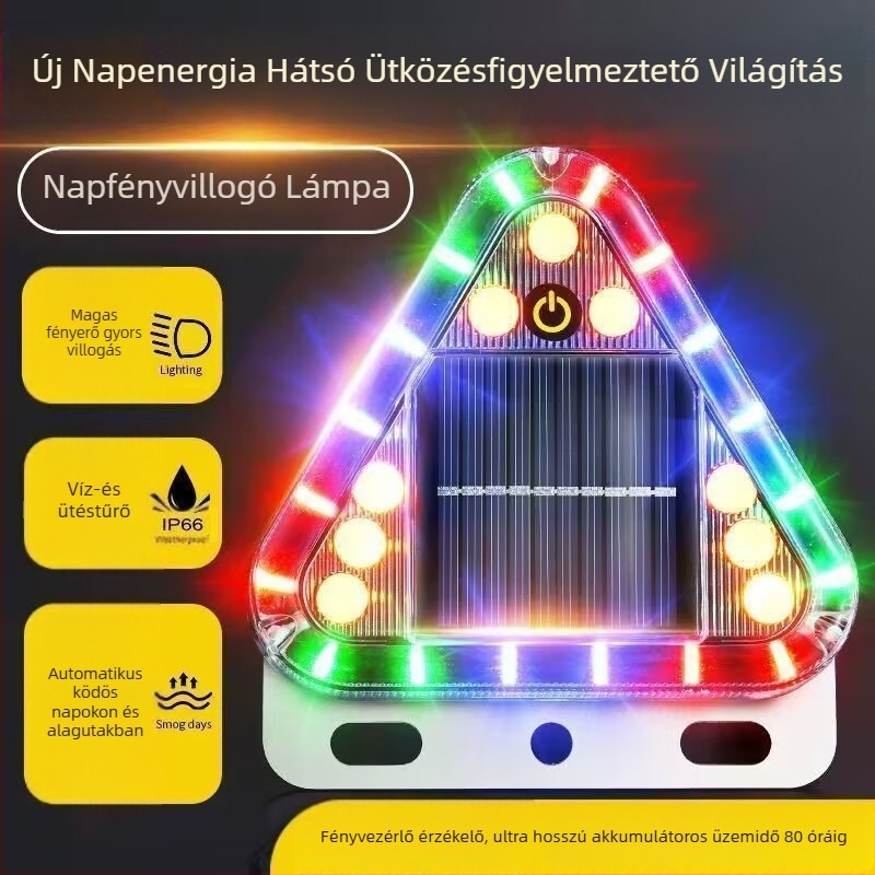 Napelemes figyelmeztető stroboszkóp teherautókhoz, mágneses rögzítés a hátsó rekeszre vagy a hátsó ajtóra, erős villanás