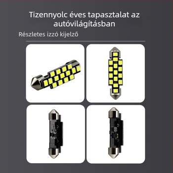 41 mm-es kettős végű rendszámtábla lámpa, szélesség-indikátor és olvasólámpa, 12V–24V, T10X41-15SMD