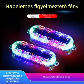 Univerzális napelemes, vezeték nélküli LED hátsó lámpa autókhoz, motorkerékpárokhoz és elektromos járművekhez, modell 154, 0.3W, 3.7V, 0.2A