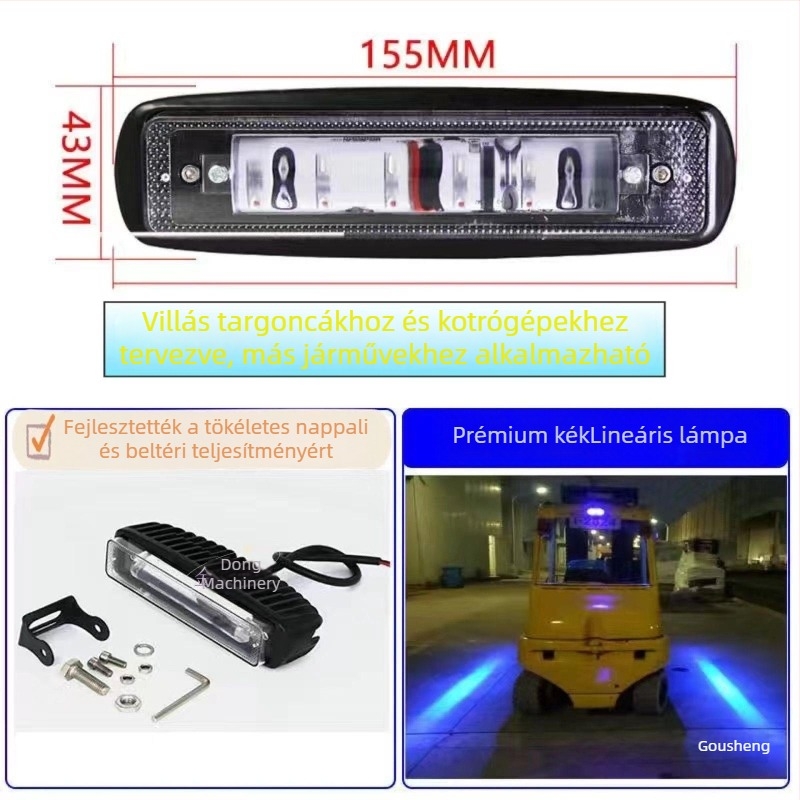 Súlyemelőgép zónahatár világítása egyenes vonalú figyelmeztetéssel és tolató jelzéssel (LED, 20-30W, univerzális 12-80V)