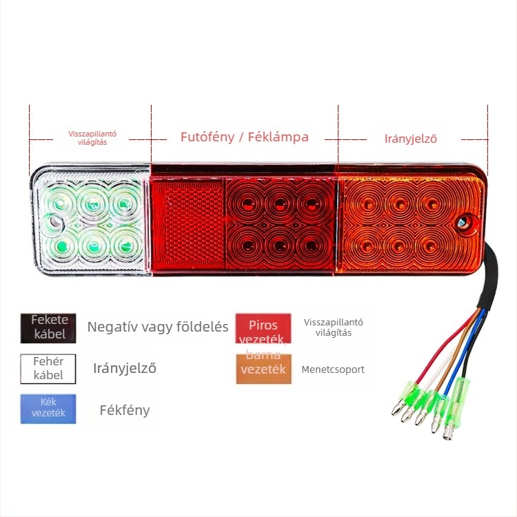 Hátsó LED lámpa targoncához, tri-szín LED-del, 12-80V, 8W, modell zs-2002, élettartam 10000h
