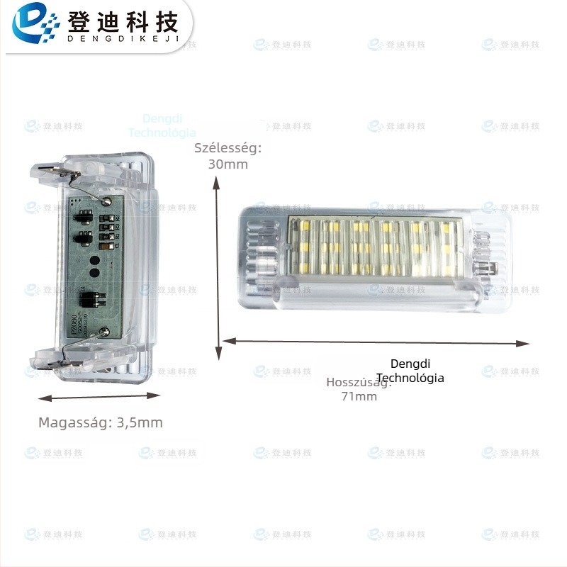 LED rendszámtábla lámpa Mercedes-Benz Sprinter 2500-hoz, 12V, 3W, 2835 LED, 7000K fehér, IP67, méretek 41x30x35 mm, modell PZ080