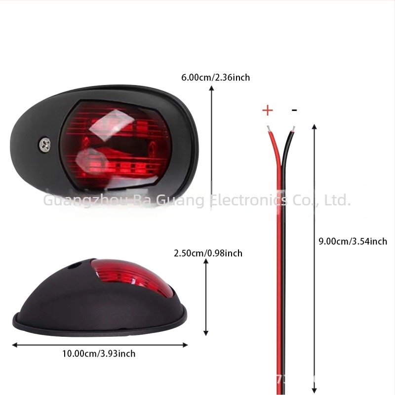 8 LED-es hajó- és jacht navigációs lámpa, 24V, ABS/PC, modell Y-S59, Overguang