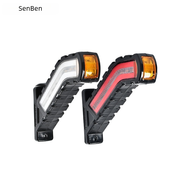 Háromoldalú LED oldalsó lámpa teherautókhoz, 12-24V, 2W, 3500 lm, IP60, gumírozott görbült lámpatest