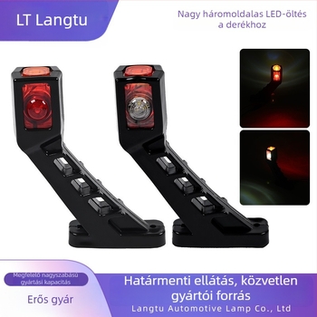 Háromoldalas deréklámpa teherautóhoz – műanyag + edzett üveg; 12–24V; általános célú
