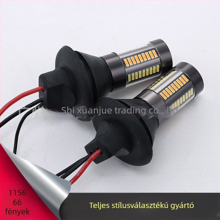 Autó LED indexlámpa kettős színű DRL és dekóddal, anti-flicker, BAY15S/1156 csatlakozás, 12V, 66 LED 4014, 6000K