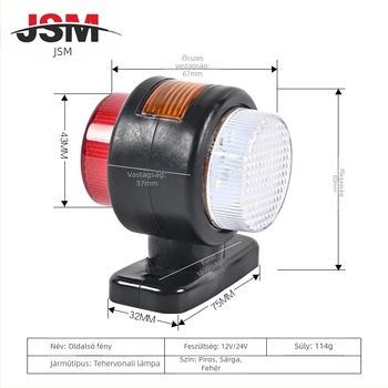 Kamion oldalsó LED lámpa 12–24V, ABS ház, Edge Light 6, kattintásos szerelés