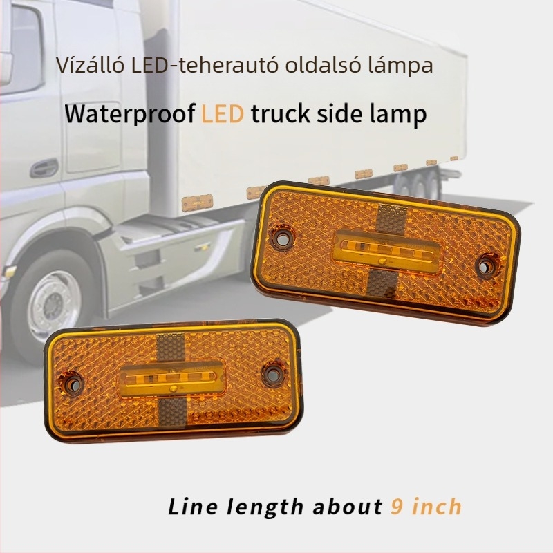 4-LED teherautó oldalsó fények, LED fényforrás, 12/24V, ABS ház, 5000 lm, élettartam 10000 h