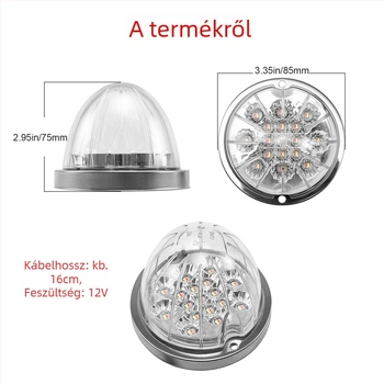 Dinnye alakú teherautó oldalsó világítás – 12W, 12V, 3528 SMD, ABS+PC