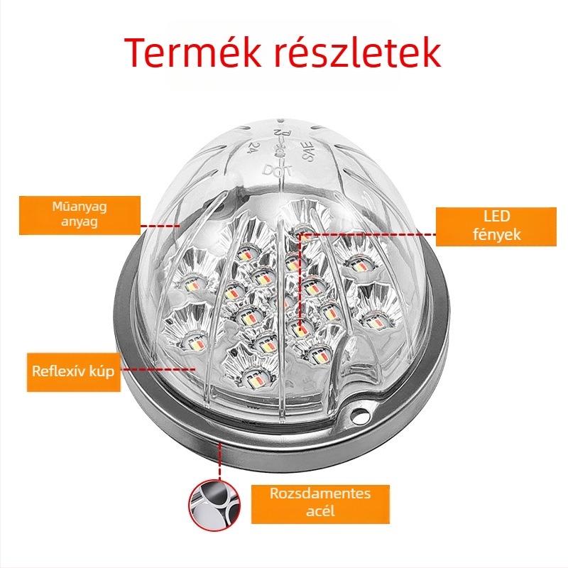 Dinnye alakú teherautó oldalsó világítás – 12W, 12V, 3528 SMD, ABS+PC