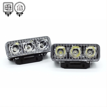 Universális autó nappali LED lámpák, alumíniumötvözet, 2525 LED, 6W, 12V, 800lm, lencsével, 1–2 lámpa (mindegyik 3 LED)