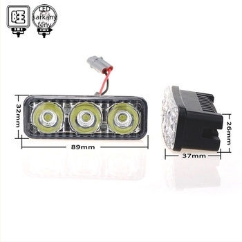 Universális autó nappali LED lámpák, alumíniumötvözet, 2525 LED, 6W, 12V, 800lm, lencsével, 1–2 lámpa (mindegyik 3 LED)