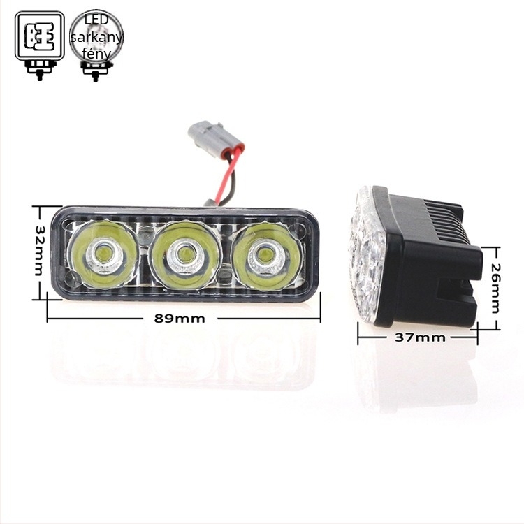Universális autó nappali LED lámpák, alumíniumötvözet, 2525 LED, 6W, 12V, 800lm, lencsével, 1–2 lámpa (mindegyik 3 LED)