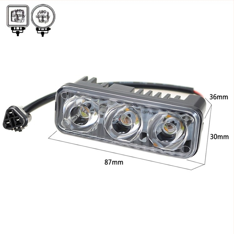 Universális autó nappali LED lámpák, alumíniumötvözet, 2525 LED, 6W, 12V, 800lm, lencsével, 1–2 lámpa (mindegyik 3 LED)