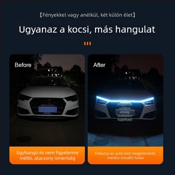 Autó nappali világítás – motorháztetőfedő vezető fénycsíkkal, szilikon, 12V, 1A, 0.2W, modell 2835