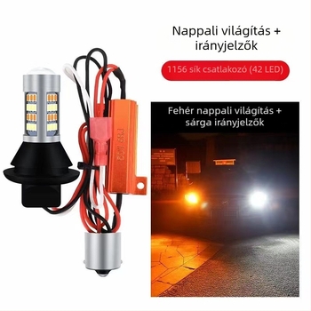 LED autó világítás két színű irányjelző és nappali fény, modell T20/1156, 2835 42SMD, alumínium ház, 12V, 20W