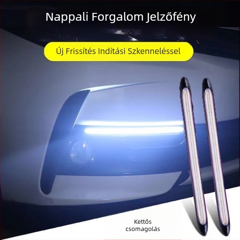 Autó napi LED világítás háromszínű áramló fény és irányjelzővel — B Series Soft Rubber Daylight, 12V, 12W, élettartam 50 000 óra