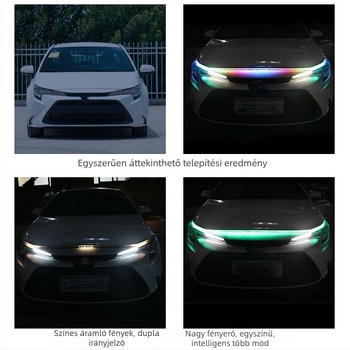 Autó hood fény – folytonos irányjelző, integrált nappali LED világítás, Modell: Hood lamp, 12W, 12V, 0.1A, Univerzális kompatibilitás