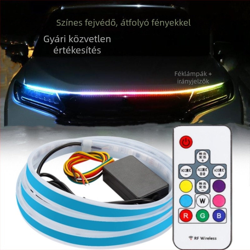 Autó hood fény – folytonos irányjelző, integrált nappali LED világítás, Modell: Hood lamp, 12W, 12V, 0.1A, Univerzális kompatibilitás