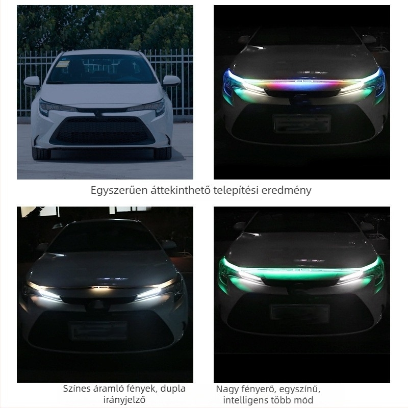 Autó hood fény – folytonos irányjelző, integrált nappali LED világítás, Modell: Hood lamp, 12W, 12V, 0.1A, Univerzális kompatibilitás