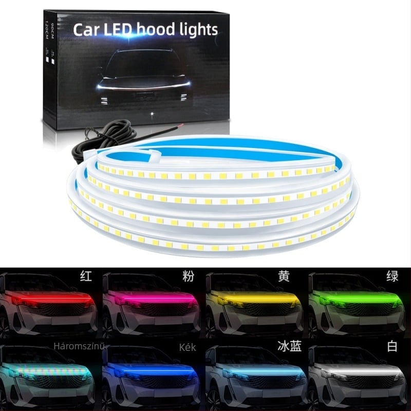 Autófedél LED dekorat fénycsík – nappali fény DRL, 12V, 6W, 0,5A, modell: Car cover lamp