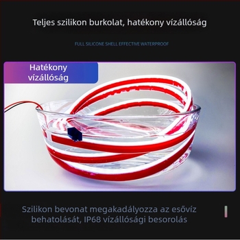 Motorháztető nappali lámpa dinamikus LED csíkkal, szilikon+LED, 12V, 12W, univerzális
