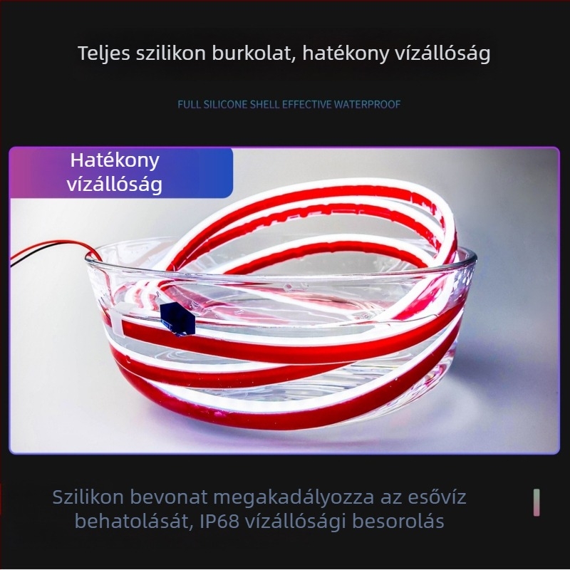 Motorháztető nappali lámpa dinamikus LED csíkkal, szilikon+LED, 12V, 12W, univerzális
