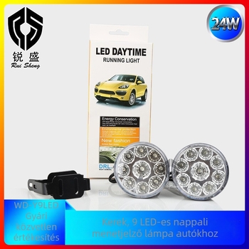 Kerek LED ködlámpa 9 LED-del, nappali menetfény autókhoz