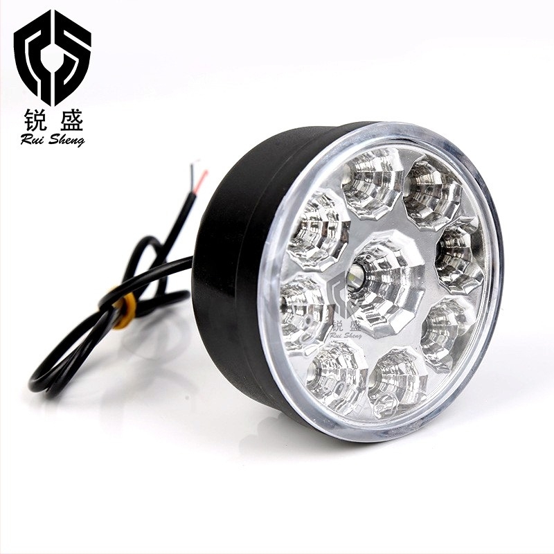 Kerek LED ködlámpa 9 LED-del, nappali menetfény autókhoz