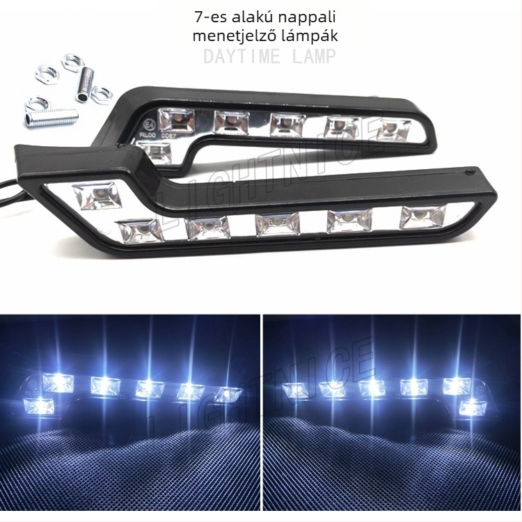 3030 LED autós nappali fények – L-alakú, 6 LED-es, 7-szögűre módosított fények