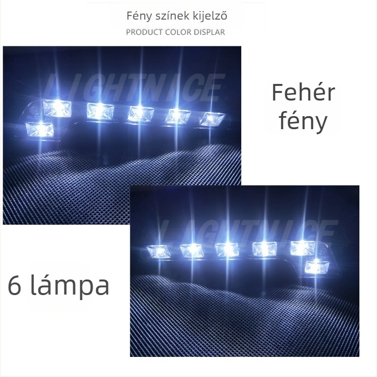 3030 LED autós nappali fények – L-alakú, 6 LED-es, 7-szögűre módosított fények