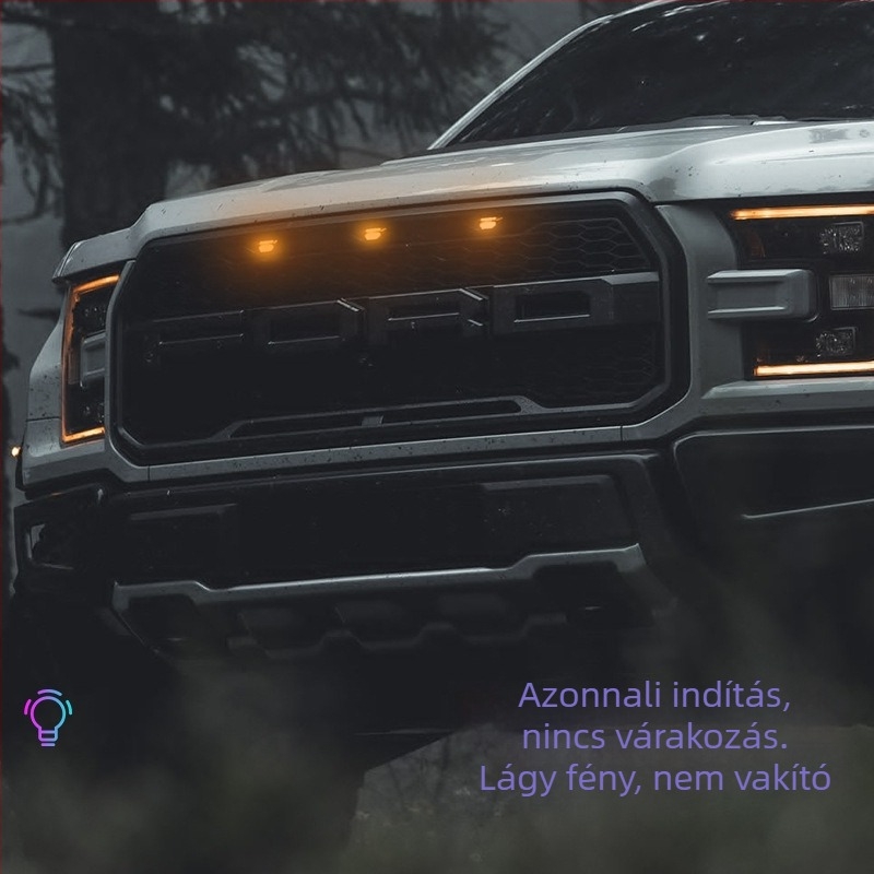 Autó LED grilles világítás sárga nappali fénnyel és figyelmeztető jelzéssel, univerzális SUV-hez és terepjárókhoz, dekoratív több színű villanófény