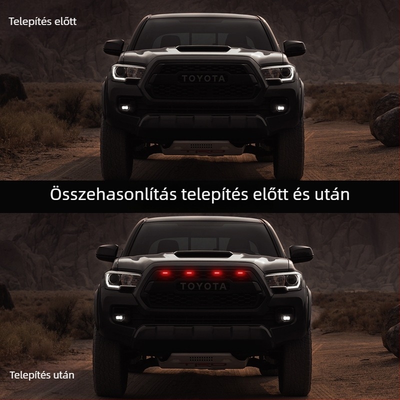Autó LED grilles világítás sárga nappali fénnyel és figyelmeztető jelzéssel, univerzális SUV-hez és terepjárókhoz, dekoratív több színű villanófény
